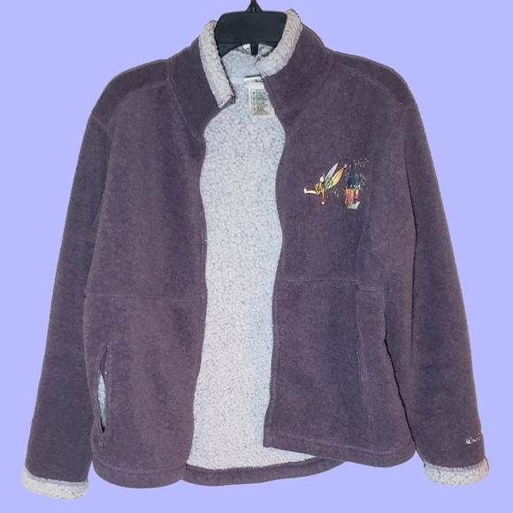 Disney World Tinker Bell Fleece Jacket Women Medium Full Zip Sherpa Line… - Picture 2 of 6